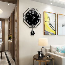 Modern new Chinese wall clock living room household fashion personality creative simple atmosphere silent decoration Chinese style clock
