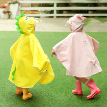 New childrens poncho raincoat cute dinosaur cartoon boy girl baby big hat brim riding back schoolbag