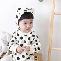 ins Polka dot climbing suit Baby clothes Baby newborn clothes One-piece climbing suit hat Cute one-piece