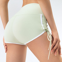 New lulu drawstring Peach Hip shorts running hips hot pants fitness three-point pants high waist sports yoga shorts