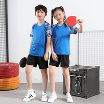 Childrens table tennis clothing badminton training suit boy speed dry jersey short sleeves girls custom sports suit