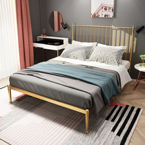 Wrought iron bed Double bed 1 8 meters Modern simple iron bed Dormitory bed Bedroom household single bed 1 5 meters iron shelf bed