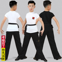  Boys Latin dance clothing Spring and summer childrens boys boys short-sleeved competition performance practice training dance clothing