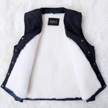 Middle-aged and elderly winter wool vest thickened warm dad outfit fur one-piece cotton waistcoat mens sheepskin vest