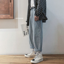 2021 Spring Tide Brand Jeans Mens Straight Loose Legs Casual Joker Daddy Korean Trend Long Pants