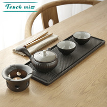 Touch Miss Zen Japanese simple kung fu tea set ceramic dry bubble plate small set teapot tea cup set home