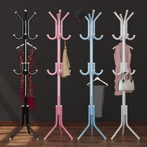 Simple thick coat rack hanger Floor iron hanger Bedroom clothes rack hanging bag rack