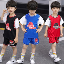 Boy Short Sleeve Basketball Clothes Suit Summer New Elementary School Kids Sports Speed Dry Jersey Kids Training Competition Suit Tide
