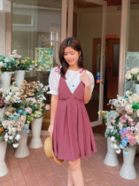 Seven Volume One cut 2021 new round neck simple fake two rose pink skirt small man dress summer 466