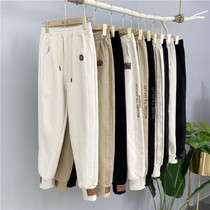 Plus velvet denim pants women 2021 new fashion embroidery casual pants radish pants thick sweatpants Harlan loose