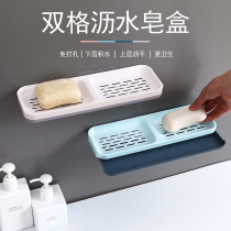 Nordic ins creative soap box toilet non-hole Wall Wall creative double grid personality cute soap shelf