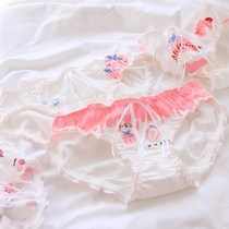 4 boxed bow panties Pink white strawberry large size bread pants Womens girl student briefs ruffle
