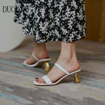 2020 New French style High heel sandals women wearing fairy wind fine bands with slippers 33 small code sandals