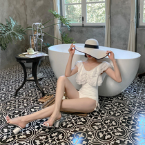 Swimsuit female conjoined Conservative belly thin white temperament fairy fan Net Red Lotus Lotus Hot Spring Resort swimsuit