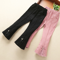Girls Bell pants spring and autumn winter 2021 New Big Boy foreign girl plus velvet trousers childrens micro Lama pants autumn and winter