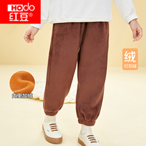 Red Bean Children Plus Suede Pants Autumn Winter New Thickened Light Core Suede Warm Pants Baby CUHK Boy Casual Long Pants Tide