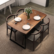 Industrial wind iron art solid wood dining table household coffee table and chair combination store Square Hotel Cafe Nordic