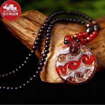 Phoenix Nirvana Original Necklace Female Long Joker choker Red Agate Glass Chinese Style Jewelry Accessories