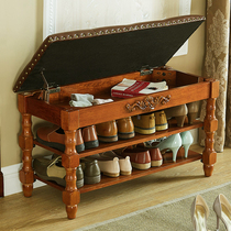 Eurostyle storage wearing shoes stool genuine leather shoes cabinet changing shoes benches Long solid wood test shoes stool doorway sofa stool containing shoe rack