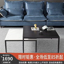 Italian rock plate coffee table TV cabinet combination Modern simple household living room Telescopic small apartment Nordic coffee table whole set