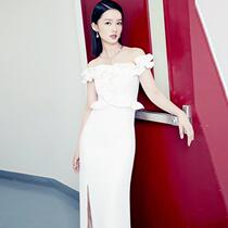 2020 Summer new banquet dignified elegant long slim sexy shoulder party small dress evening dress women