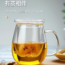 Heat-resistant glass office teacup with lid for personal individual owner of tea tasting cup high-end ladies