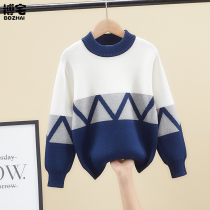 Children Sweater Boy Autumn Winter Style Add Suede Thickened New Pure Cotton 2021 Pops Big Boy Needle Weaselor Jersey Undershirt