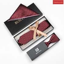 New Mens tie bow tie square three-piece wedding dinner Korean leisure business Joker gift box set