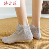 Lace lace socks womens socks autumn thin mesh breathable loose mouth low top cute Japanese cotton bottom