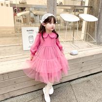 Girls long sleeve dress autumn dress 2021 new small children Spring and Autumn foreign baby super fairy princess yarn skirt