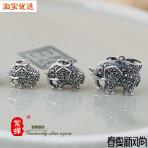 Purple cicada silver jewelry fashion s925 sterling silver necklace female Thai silver pendant diy handmade beaded accessories baby elephant e