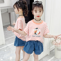 Girls short-sleeved summer T-shirt 2021 new Korean version of the big childrens fashion childrens summer half-sleeve t-shirt tide