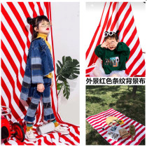 Sentei Brigade Shooting Red White Striped Fabric Indoor Children Photo Props DIY Scene Exterior View Shadows of Striped Background Cloth