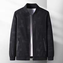 2022 Spring Jacket Mens Spring Fall Loose Big Code Business Casual Baseball Collar Jacket Middle-aged Dad Dress Blouse