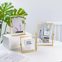 New Nordic metal photo frame table decoration ornaments ins simple creative 7 inch 6 inch gold color table set photo