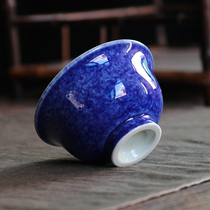 Handmade tire sprinkling blue glaze hand cup Snowflake blue glaze master cup tea cup Jingdezhen high temperature ceramic Kung Fu tea set