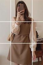 Long-sleeved French stitched yarn slimming short dress wome