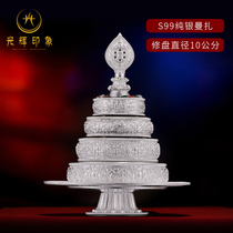 Glorious impression S99 sterling silver Manza plate eight auspicious for repair half handmade Manza tray tantric Mancha Luo 10cm