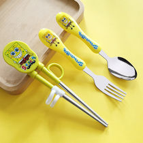 Baby boy practice chopsticks training chopsticks Learn a section of small baby cutlery Two-child auxiliary spoon fork suit