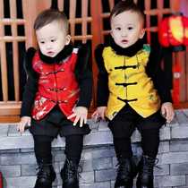 New Years parent-child dress Chinese style sister and brother Han suit Tang suit cotton vest girl baby New Year red coat personality