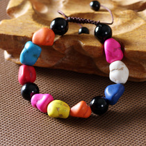 New original handmade ethnic Tibetan jewelry colorful turquoise black agate bracelet female Korean jewelry