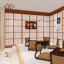 Japanese-style imitation wooden door background wall wainscoting Bamboo and wood fiber integrated gusset Sushi restaurant tatami office wall skirt
