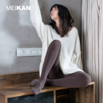 (89 yuan 3) MEIKAN beauty pantyhose 680D vertical pattern plus velvet leggings one pantyhose womens socks