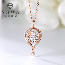Shihua jewelry gold diamond necklace female rose gold smart masonry pendant real diamond counter confession balloon