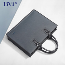 BVP mens briefcase handbag mens bag business horizontal cowhide computer bag youth official bag file bag