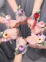 Bride Wrist Flowers Senior Sensation Sisters Hand Ring Flower Bridesmaid Hand Flowers Dance Hand Flowers Ring Wedding Korean Style Flowers