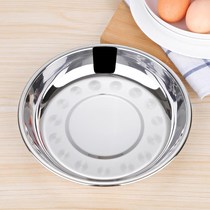 304 small stainless steel dish round dish iron canteen stainless steel flat household anti-scalding thickened school dish