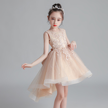 Children's costumes Summer little girl fluffy and luxury small crowd dragging host dress girl princess dress