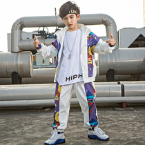 Hip-hop suits for boys Hip-hop long-sleeved costumes Childrens jazz dance tooling trendy costumes catwalk costumes