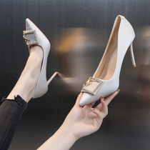 High heels woman 2022 New summer fine with pointed shallow mouth One foot pedal Fashion sexy temperament Single shoe Spring and autumn